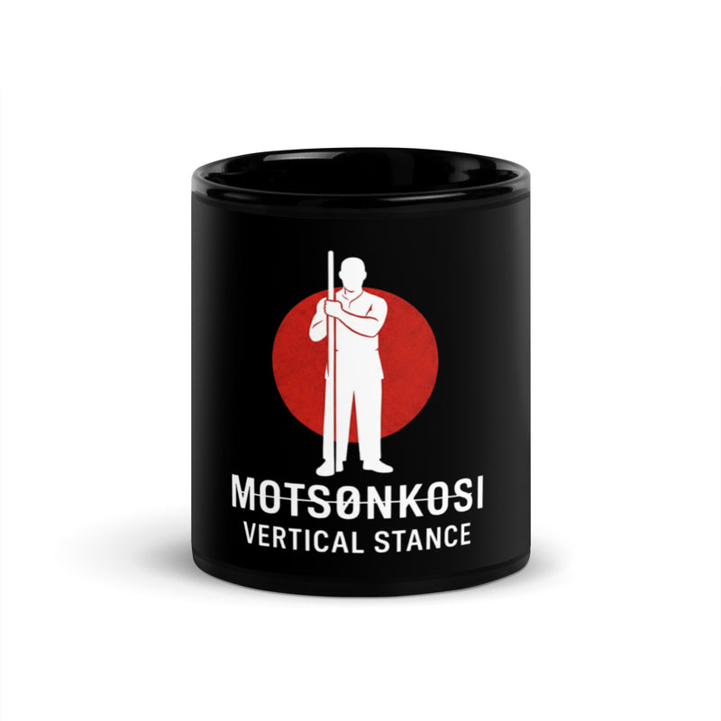 Motsonkosi Vertical Stance Black Glossy Mug – Balance & Precision Edition