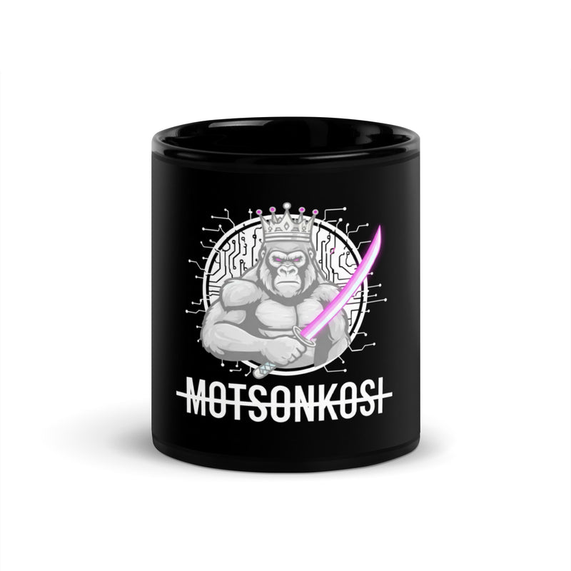 Motsonkosi Cyber Ape Black Glossy Mug – Warrior Intelligence Edition